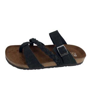 White Mountain Footbed Sandals Womens 10M Black Leather